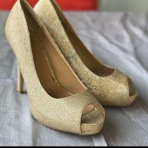 Gold high heels